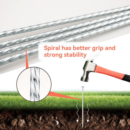 8" Heavy Duty Spiral Landscape Spikes - Solid Galvanized Metal Garden Stakes for Fixing Paver