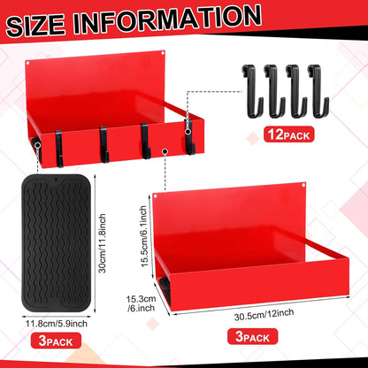 3 Pack Magnetic Garage Organizer Spice Rack for Refrigerator - 20 lb Capacity Shelf Hanging Heavy