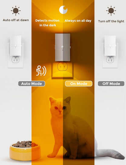 L LOHAS LED Motion Sensor Nightlight, Amber Night Light, [2 Pack] Motion Activated Night Light