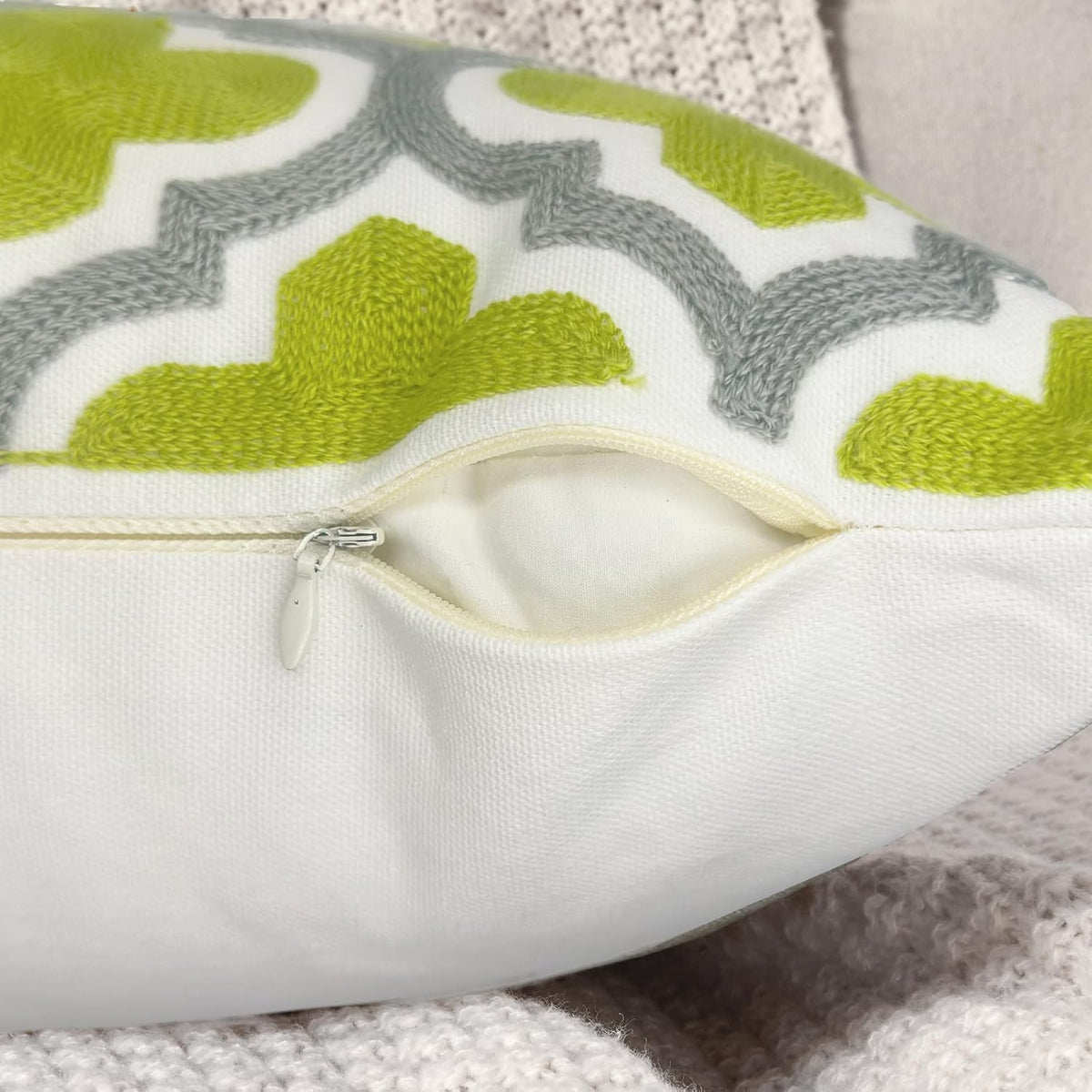 Alysheer Embroidered Lumbar Decorative Throw Pillow Cover 12"x 20", Classic Boho Geometric