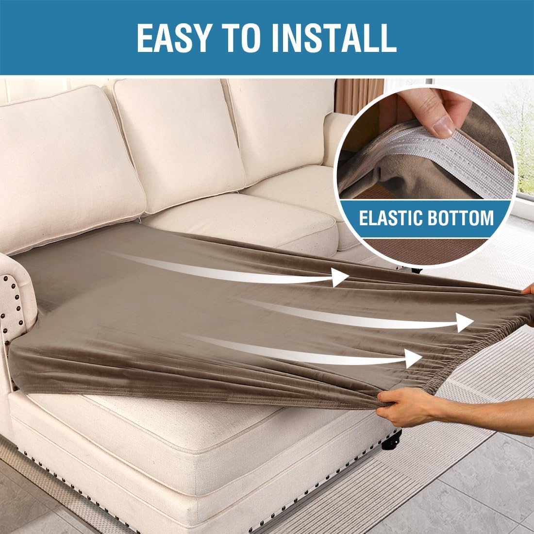 H.VERSAILTEX Velvet Stretch Individual Chaise Cover Sectional Couch Covers for L Shaped Sofa Both