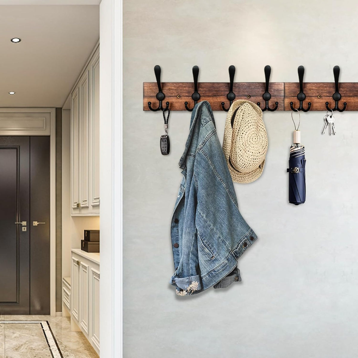 IBosins Wall Mounted Coat Rack, 31-2/5'' Long, Entryway Hanging Rack, Metal Wood Coat Hooks Rack