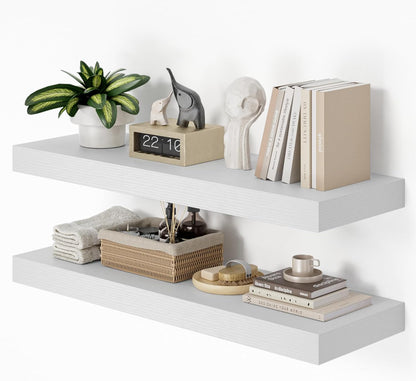 Heimlove 36 Inch Long Floating Shelf for Wall, 12" Deep White Floating Shelves Wall Shelves for