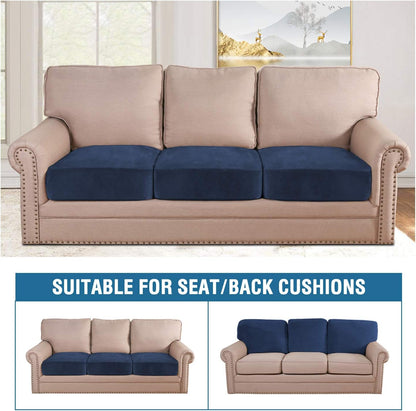 H.VERSAILTEX Velvet Stretch Couch Cushion Cover Plush Cushion Slipcover for Chair Loveseat Sofa