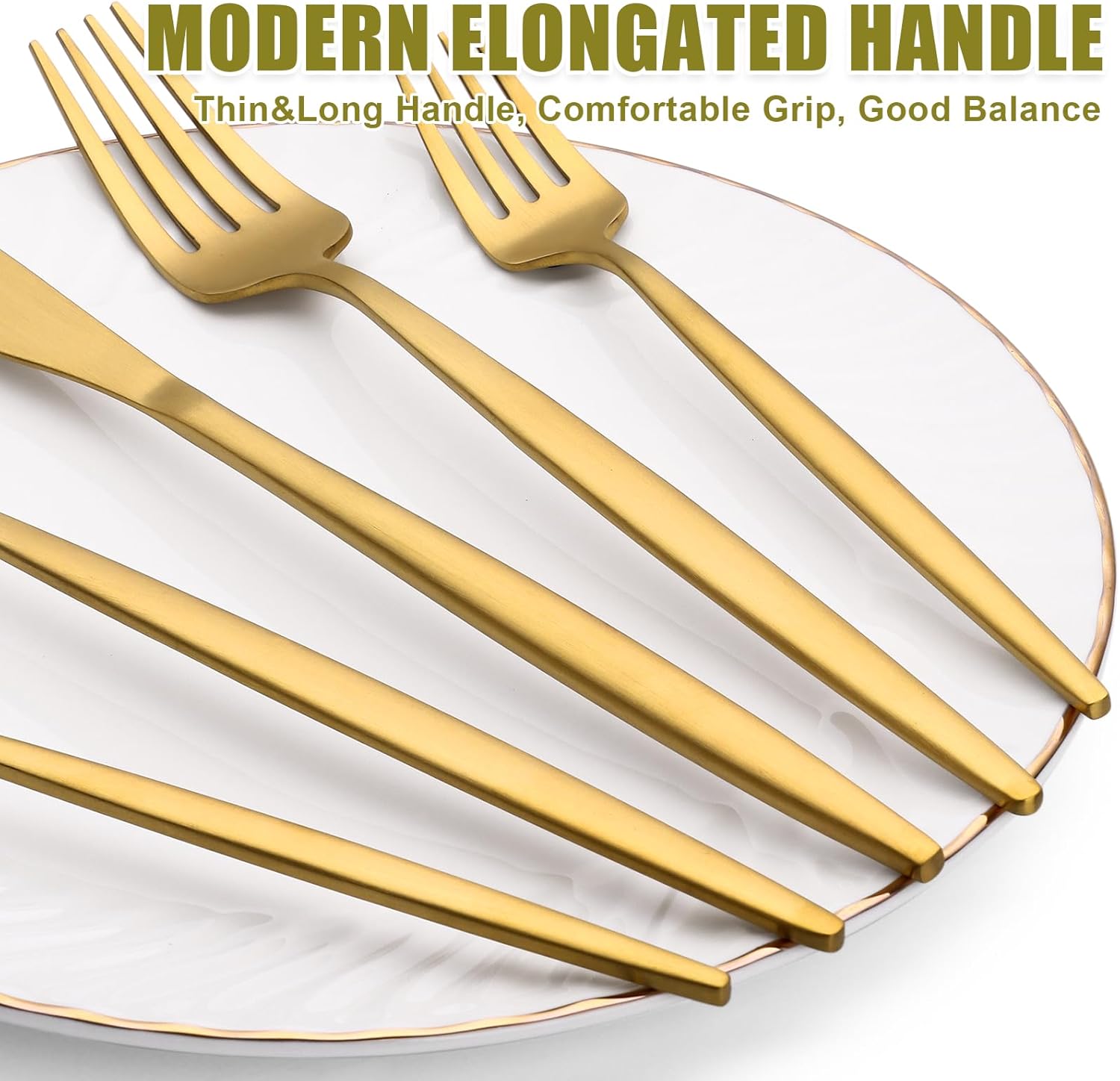 40 Piece Gold Silverware Set for 8, Terlulu Stainless Steel Flatware Set, Gold Cutlery Set Utensils