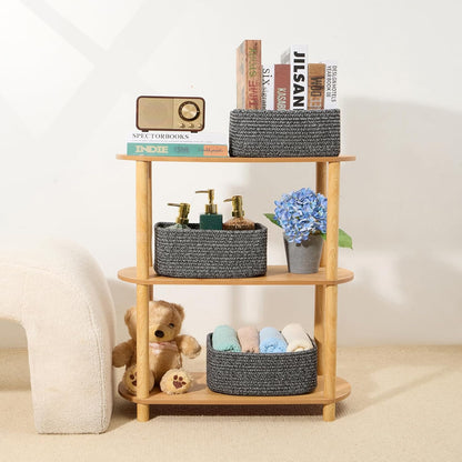 Small Storage Baskets for Organizing | Closet Organizer Bins | Shelf Toy Basket | Woven Rope