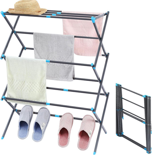 APEXCHASER Clothes Drying Rack, 3-Tier Laundry Drying Rack for Clothes, Expandable Metal Clothing