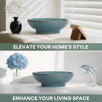 10" Decorative Bowl,Ceramic Fruit Bowl for Kitchen Counter,Coffee Table, Dining Room,Table