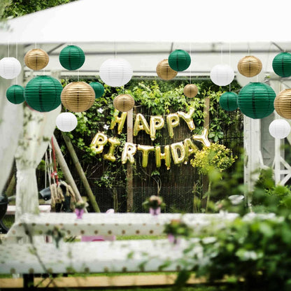 ADLKGG Green Gold Paper Lanterns Party Decorations, Round Hanging Lantern for St. Patrick's Day