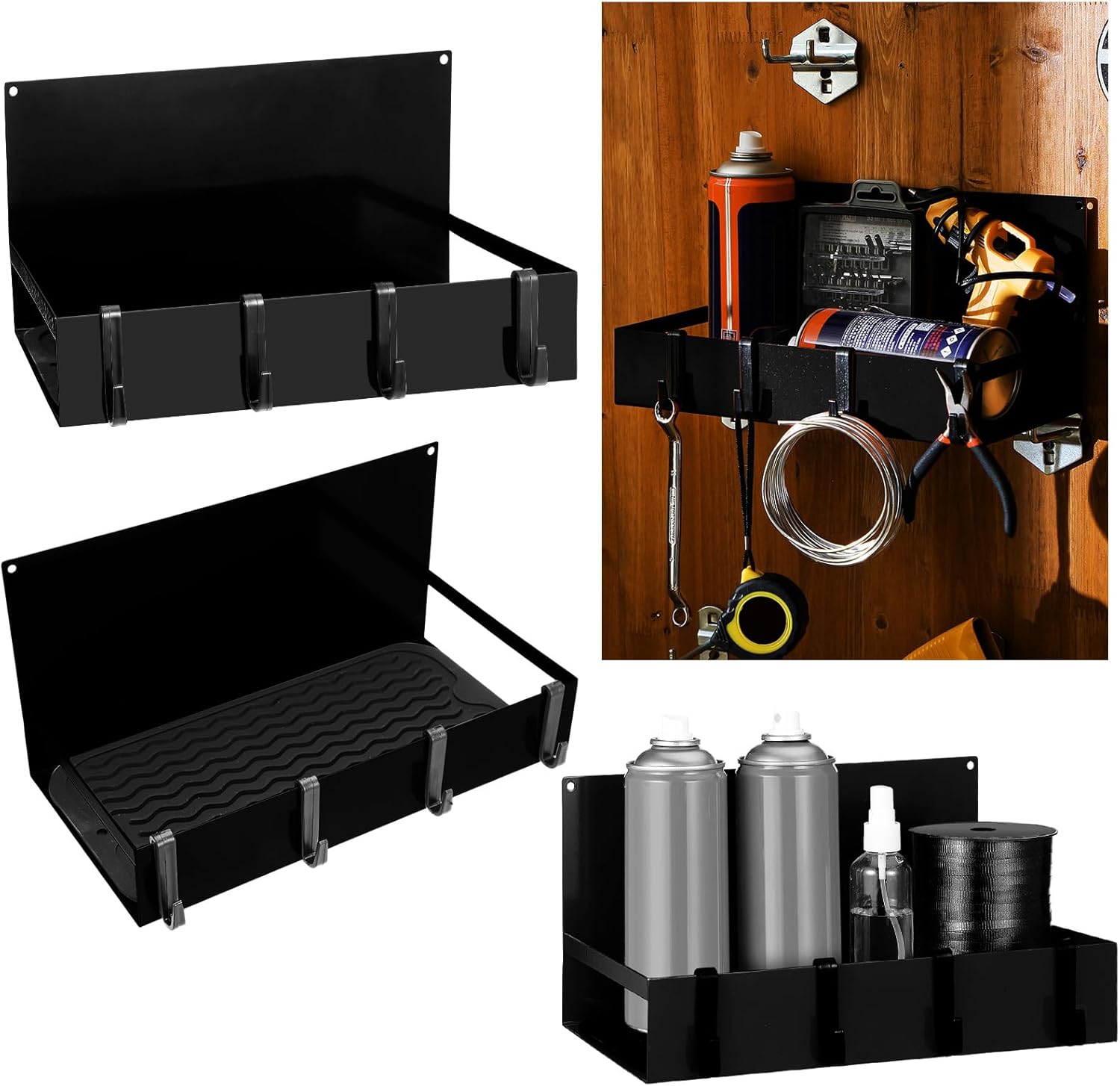 3 Pack Magnet Garage Organizer Magnetic Spice Rack for Refrigerator 20 lb Capacity Shelf Hanging
