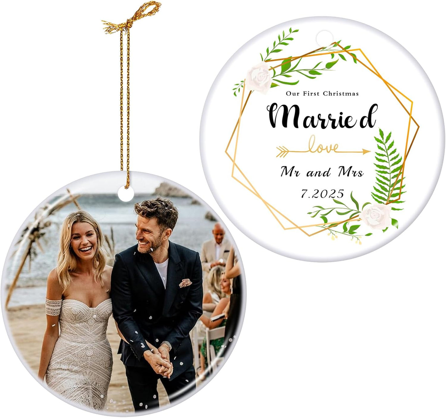Personalized Our First Christmas Married Ornament 2025, Just Married Christmas Ornament as Mr and
