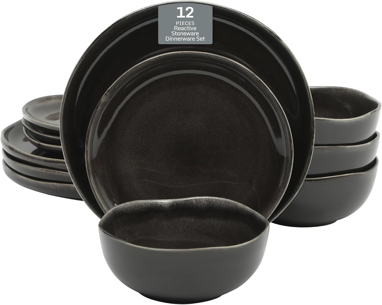 Gibson Elite Nardini 12 Piece (Service for 4) Plates and Bowls Reactive Glaze Dishes Stoneware