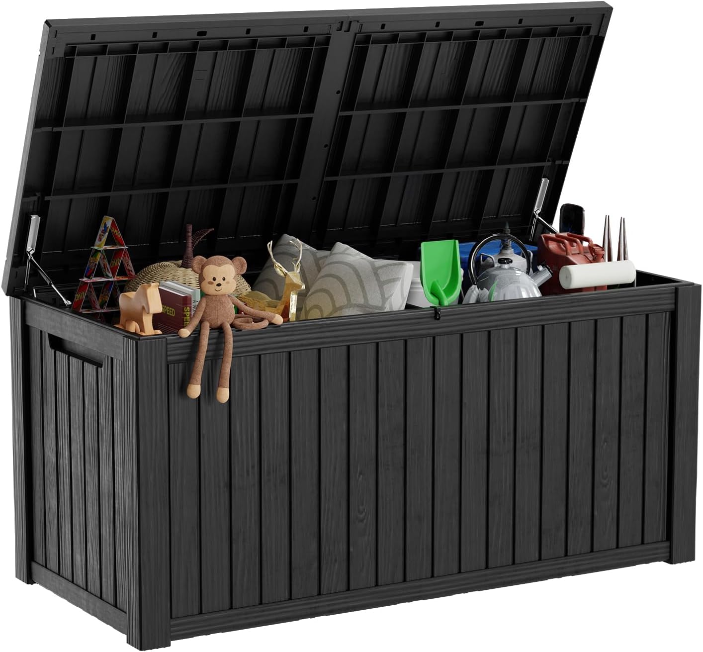 180 Gallon Deck Box,Resin Outdoor Storage Box with Lockable for Patio Furniture, Pool Accessories