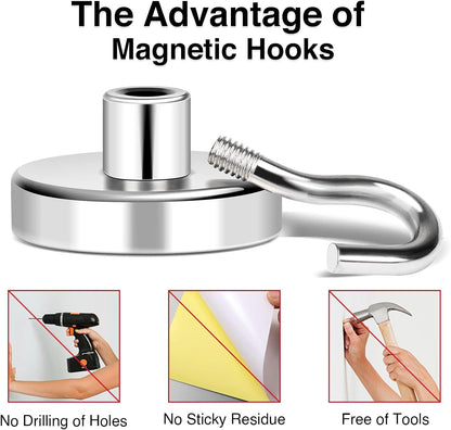 MIKEDE Magnetic Hooks, 80LB+ Heavy Duty Magnetic Hooks Cruise with Epoxy Coating for Refrigerator