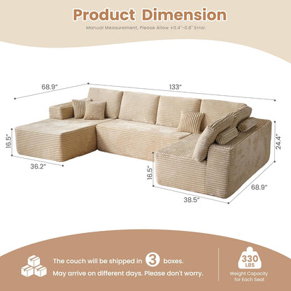 HOOOWOOO Cloud Sectional Couches for Living Room,Modular Sectional Sofa No Assembly,133X70 Inch