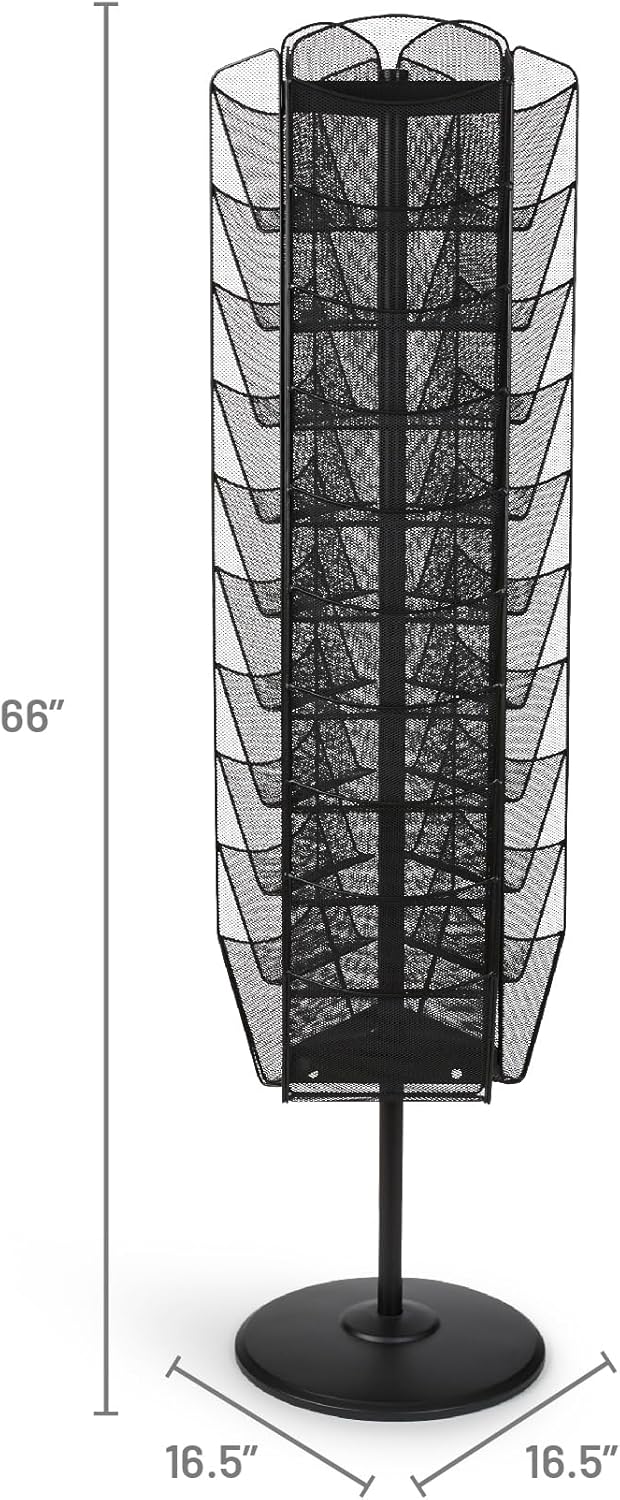 Safco Onyx Rotating Mesh Magazine Holder, Display Rack with 30 Pockets, Brochure Organizer