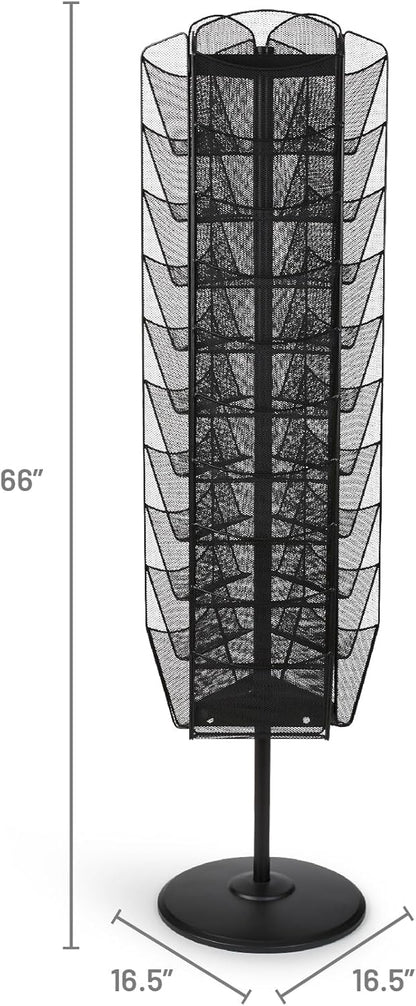 Safco Onyx Rotating Mesh Magazine Holder, Display Rack with 30 Pockets, Brochure Organizer