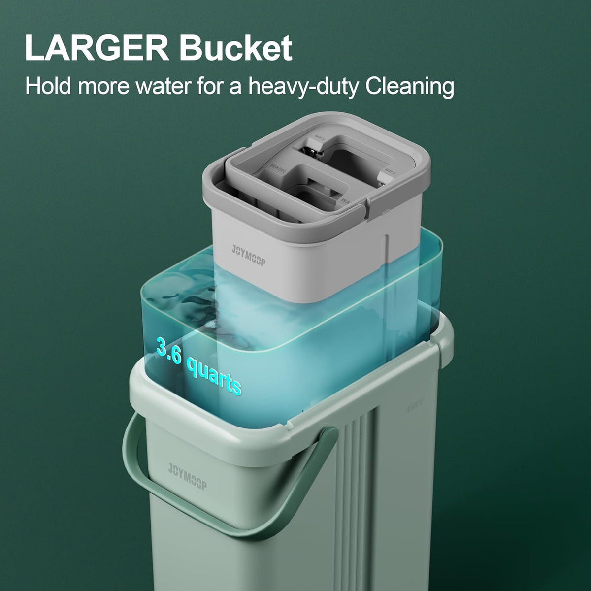 JOYMOOP Mop and Bucket Set - Mops for Floor Cleaning & Wall Cleaner with Long Handle, Include 5