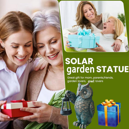 Garden Statues Outdoor, owl Figurines Decorated with Solar Lights, Unique Christmas Birthday Gifts
