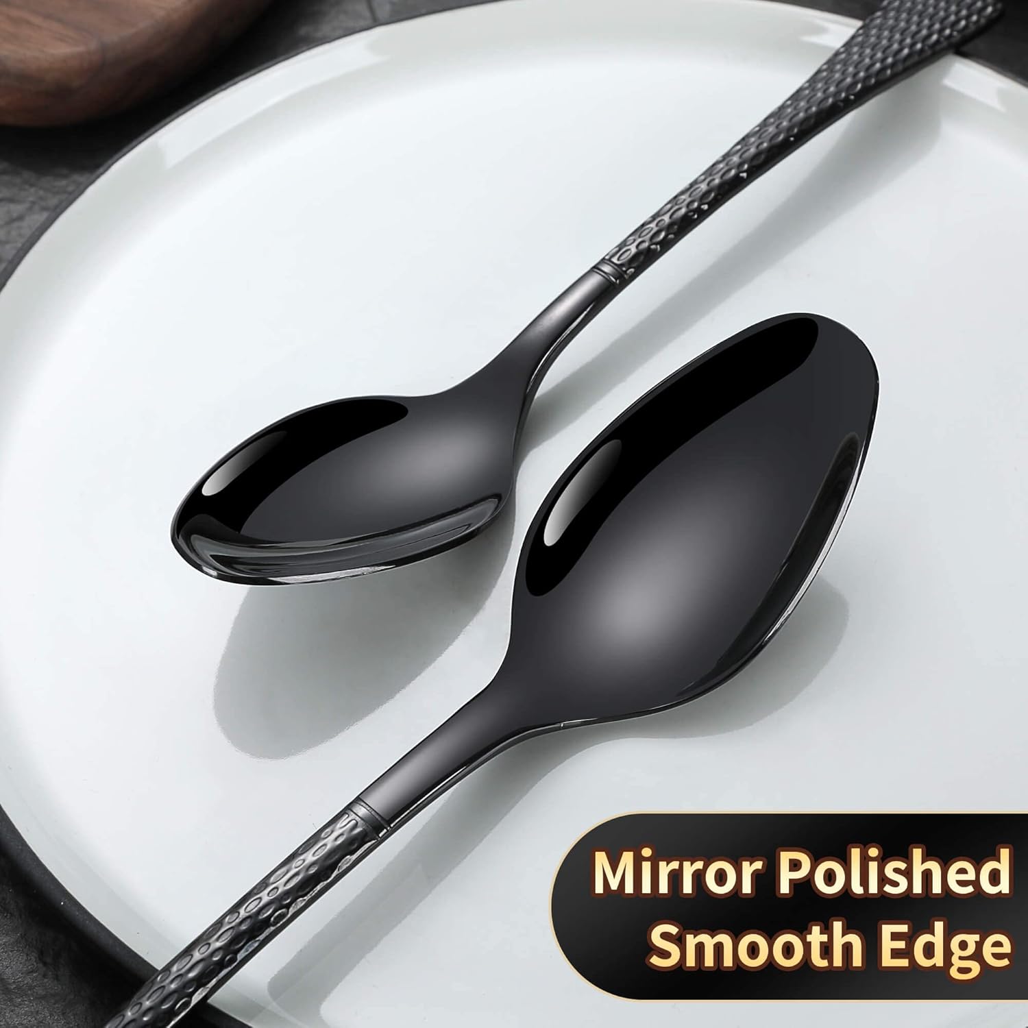 Hammered Black Silverware Set,20 Piece Modern Flatware Set Service for 4,Mirror Polished Stainless