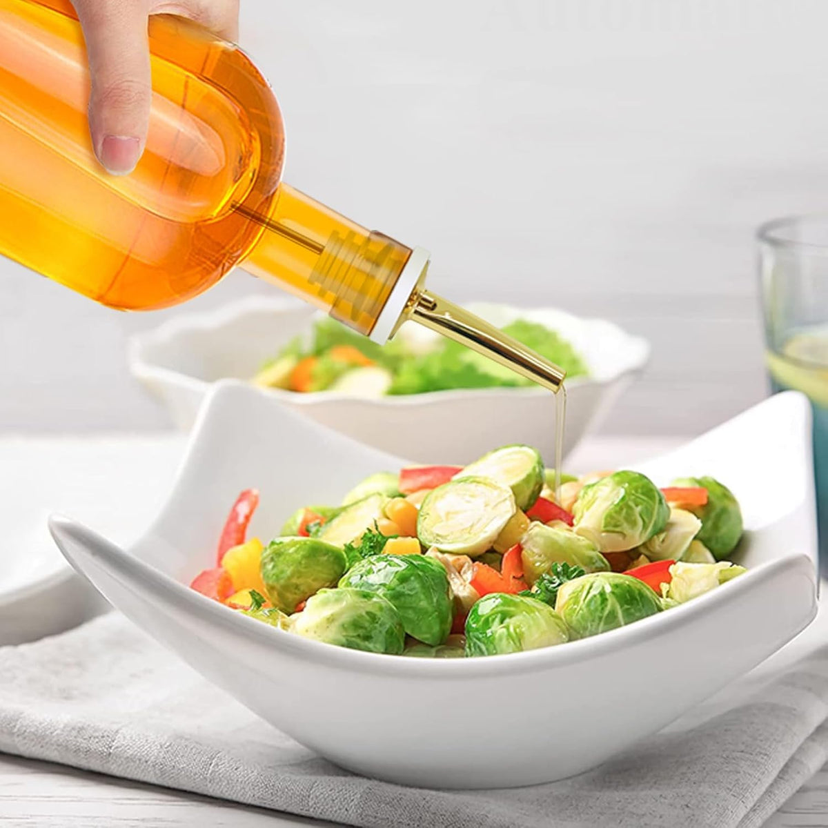 Olive Oil Dispenser Bottle for Kitchen, Clear Glass Oil and Vinegar Dispenser Set, Coffee Syrup