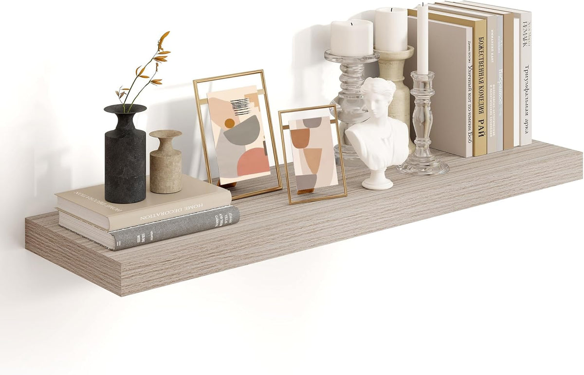 Heimlove 36 Inch Floating Shelves for Wall,10 Inch Deep Grey Wood Shelves with Invisible