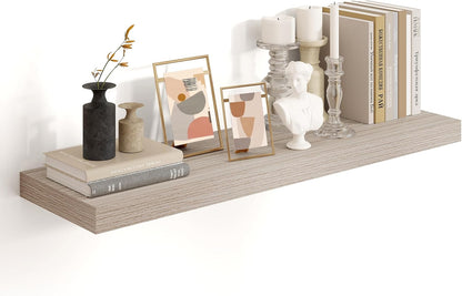 Heimlove 36 Inch Floating Shelves for Wall,10 Inch Deep Grey Wood Shelves with Invisible