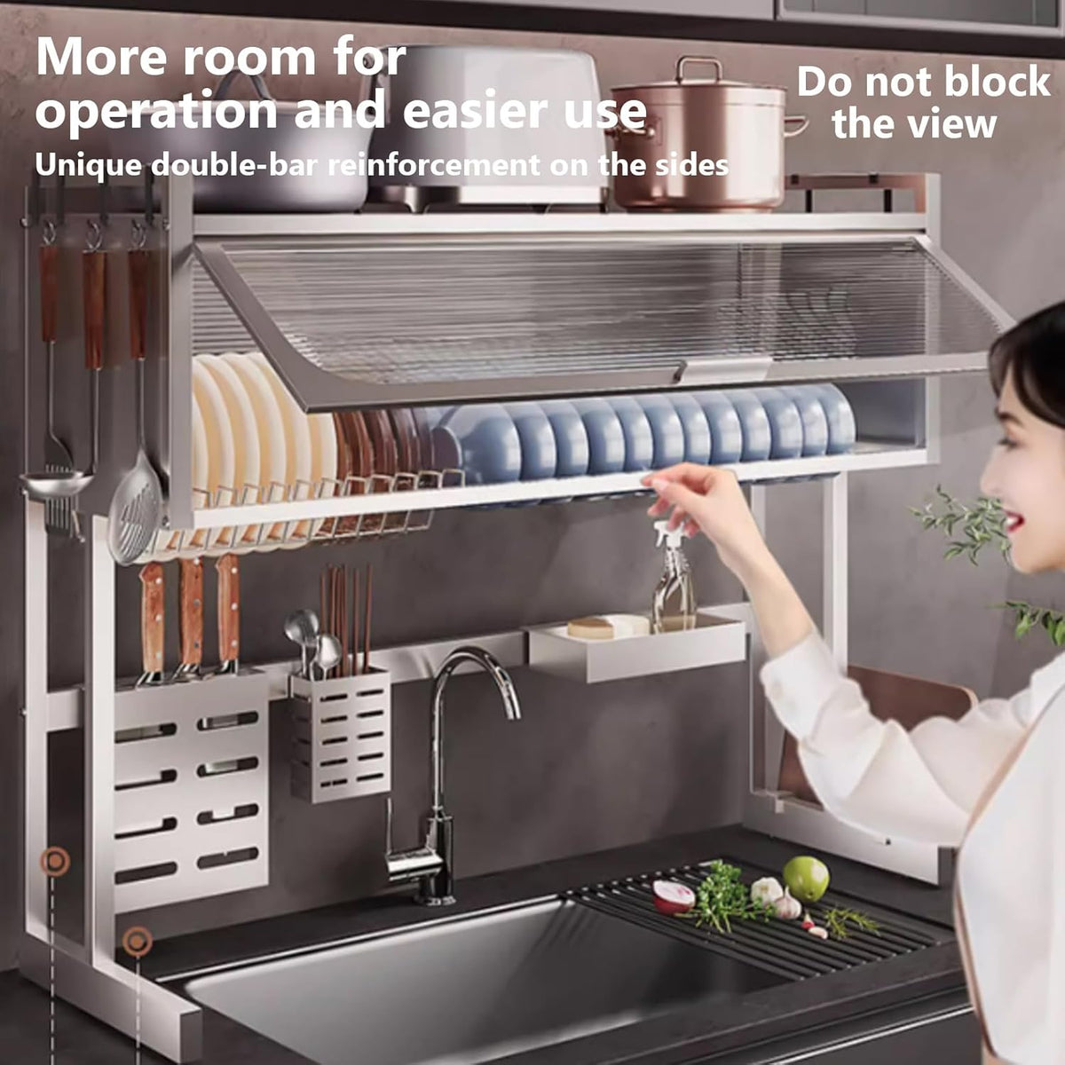 Home Furnishing Dish Rack Over Sink Stainless Steel Over The Sink Dish Drainer Drying Rack Space