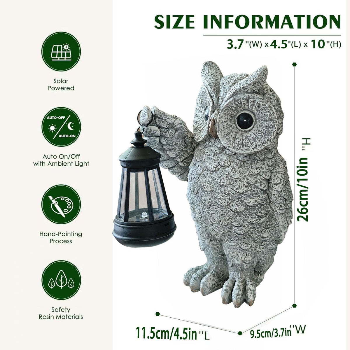 Garden Statues, owl Outdoor Figurines Decorated with Solar Lights, Unique Christmas Birthday Gifts