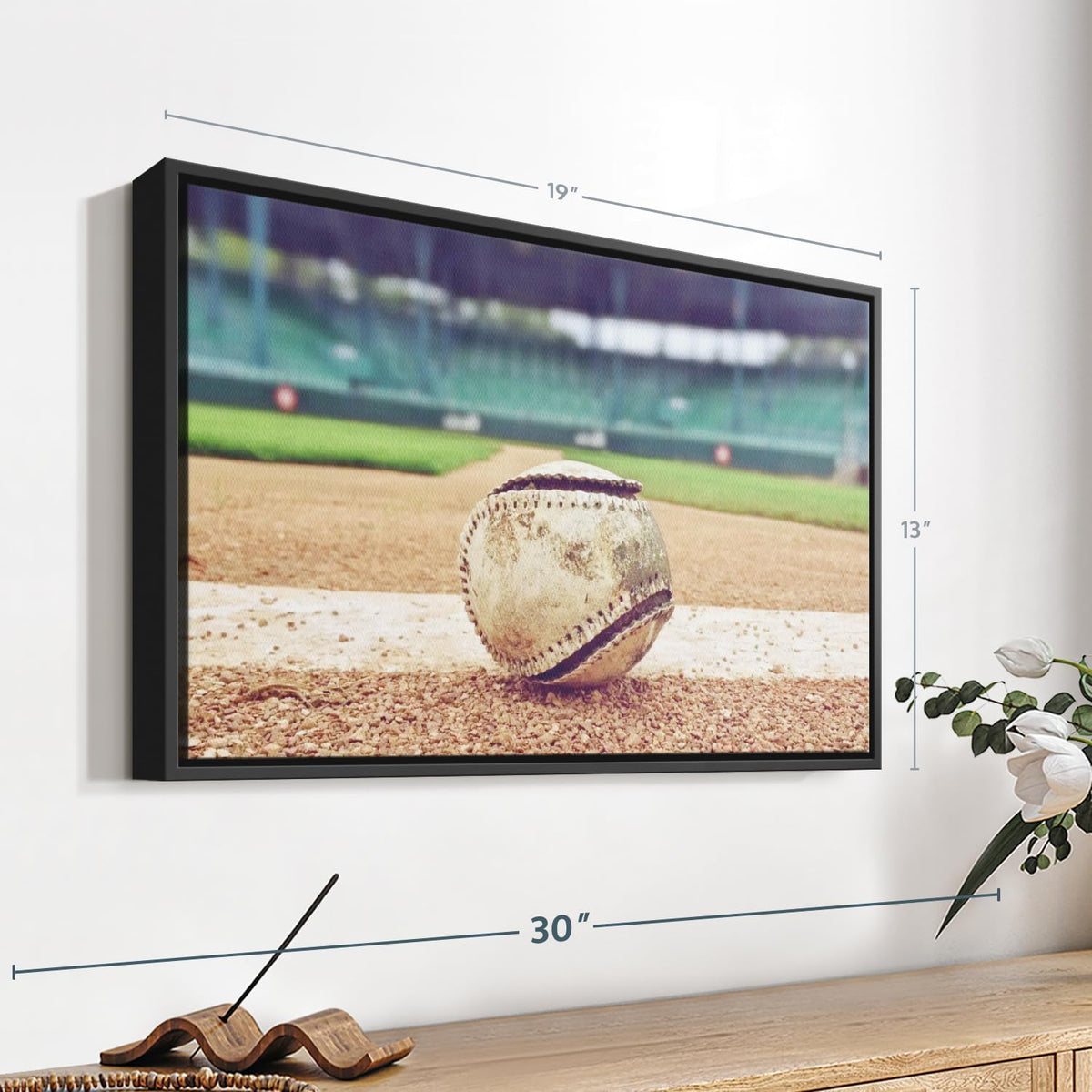 ElephantStock Baseball In Stadium Wall Art - Horizontal Framed Canvas - 1-Piece Living Room Wall
