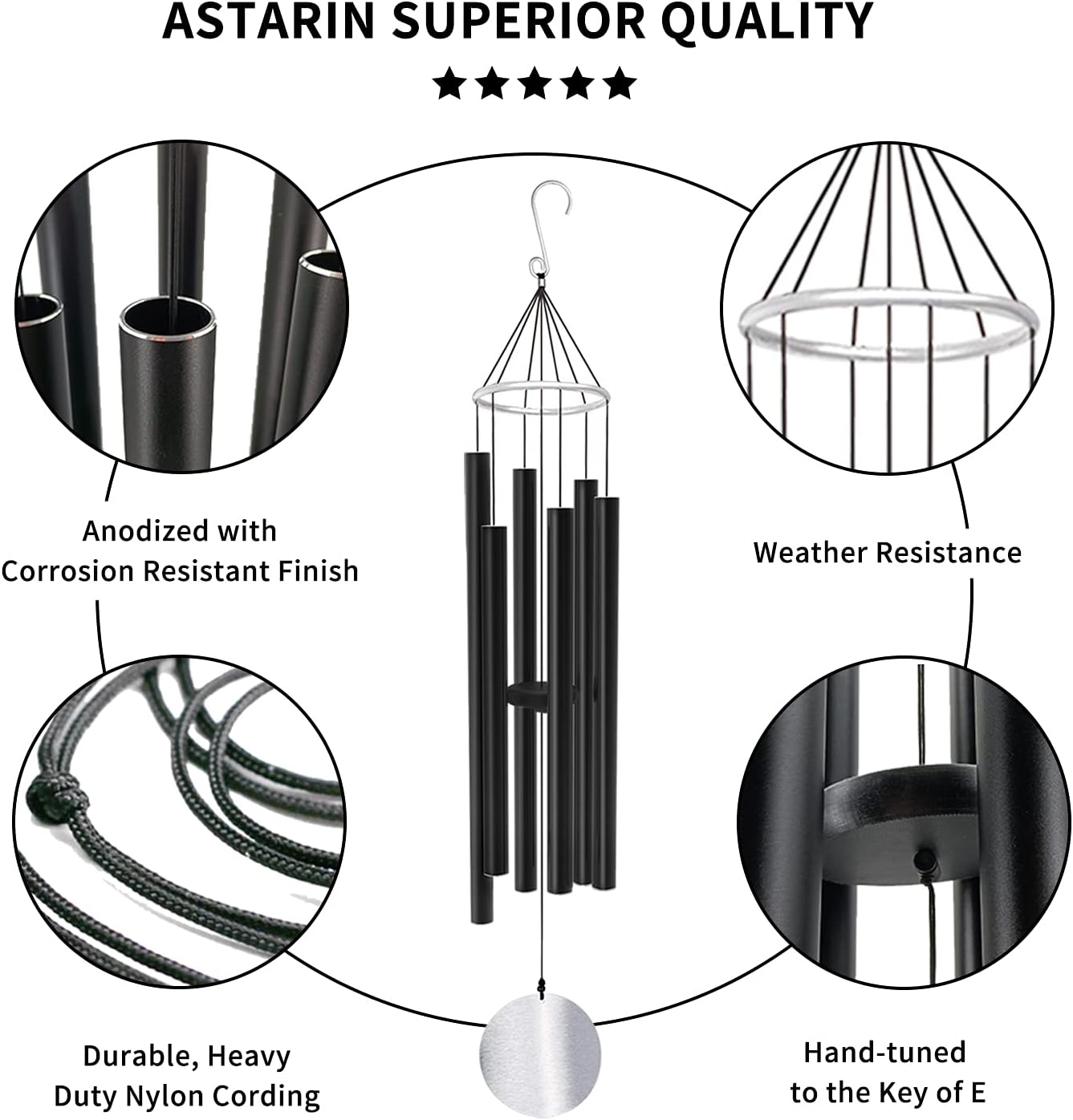 ASTARIN Wind Chimes Outdoor Large Deep Tone,36 Inch Large Chimes for Outside Tuned Relaxing