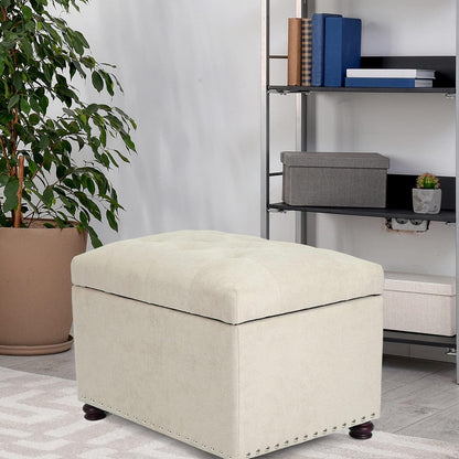 Joveco Storage Ottoman, 24" Fabric Rectangle Tufted Bench Foot Rest Stool for Living Room Bedroom