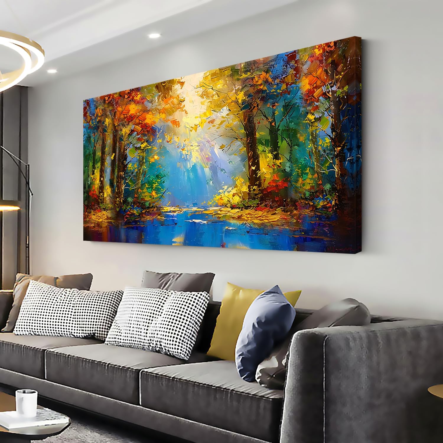 LASMOND Beautiful Colorful Forest Scenery Landscape Wall Art Decor Artwork for Bedroom Living Room