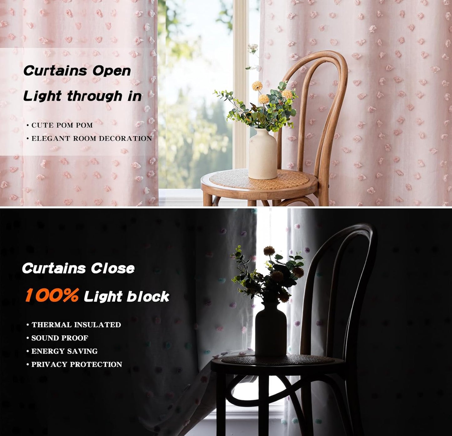 MYSKY HOME 100% Blackout Curtains for Girls Bedroom 95 Inch Long Total Room Darkening Curtain for