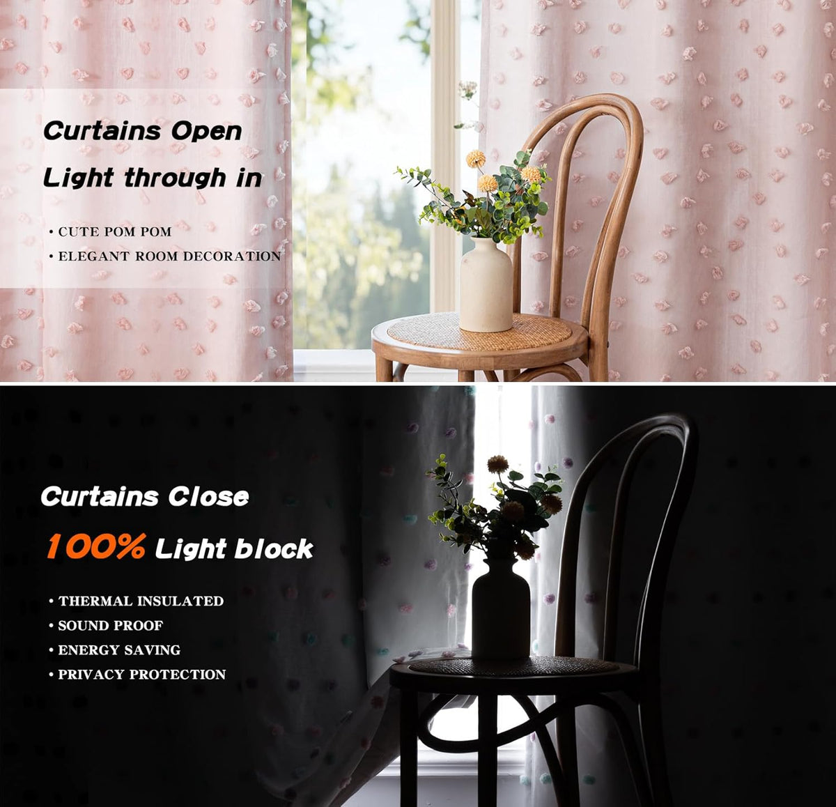 MYSKY HOME 100% Blackout Curtains for Girls Bedroom 95 Inch Long Total Room Darkening Curtain for