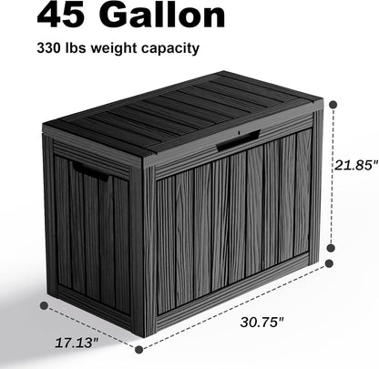 45 Gallon Resin Deck Box, Lockable Outdoor Storage Box for Patio Cushions Storage Furniture,Garden