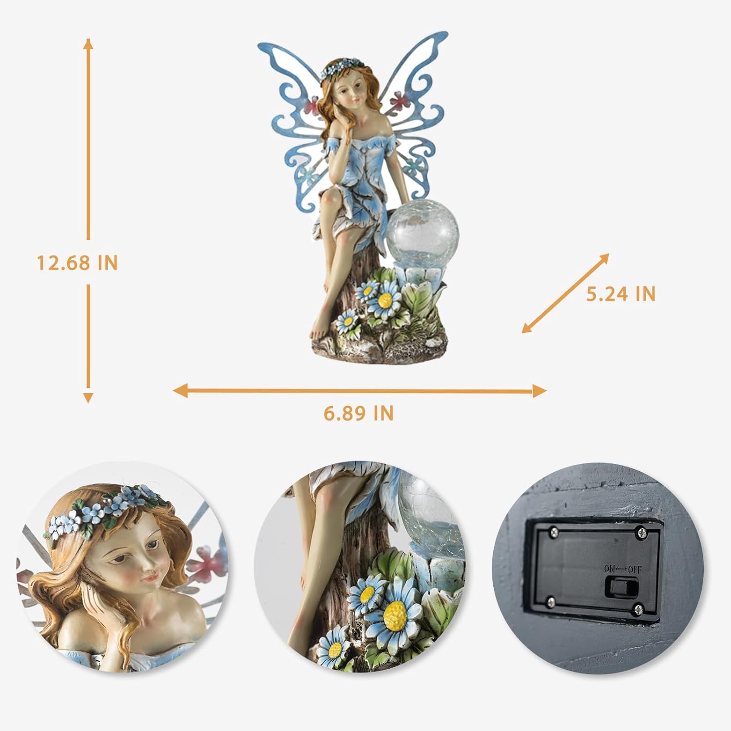 Garden Fairy Decor,Solar Outdoor Statues, Fairy Garden Accessories, Fairy Figurine for Outside