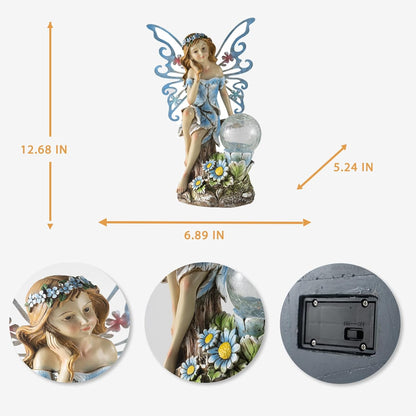Garden Fairy Decor,Solar Outdoor Statues, Fairy Garden Accessories, Fairy Figurine for Outside
