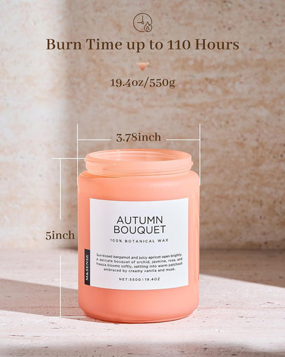 M&SENSE Fall Candle Autumn Wreath Scented, Large 19.4oz Natural Soy Wax 110 Hours Burn Time Clean