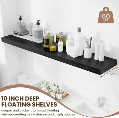 Fun Memories 55 Inch Fireplace Mentel Shelf, 10 Inch Deep Shelves for Display & Wall Storage