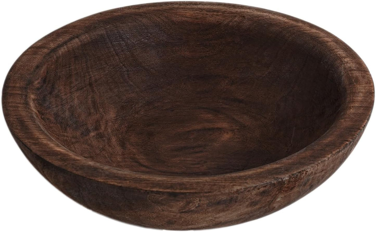 Hand Carved Wooden Decorative Bowl for Home Entryway Decor, Wood Centerpiece Bowl for Coffee Table