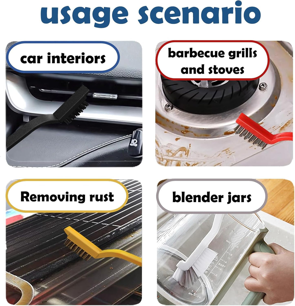 Crevice Cleaning Brush Set, Multi-Purpose Hard Bristle Brushes for Deep Cleaning Kitchen, Bathroom