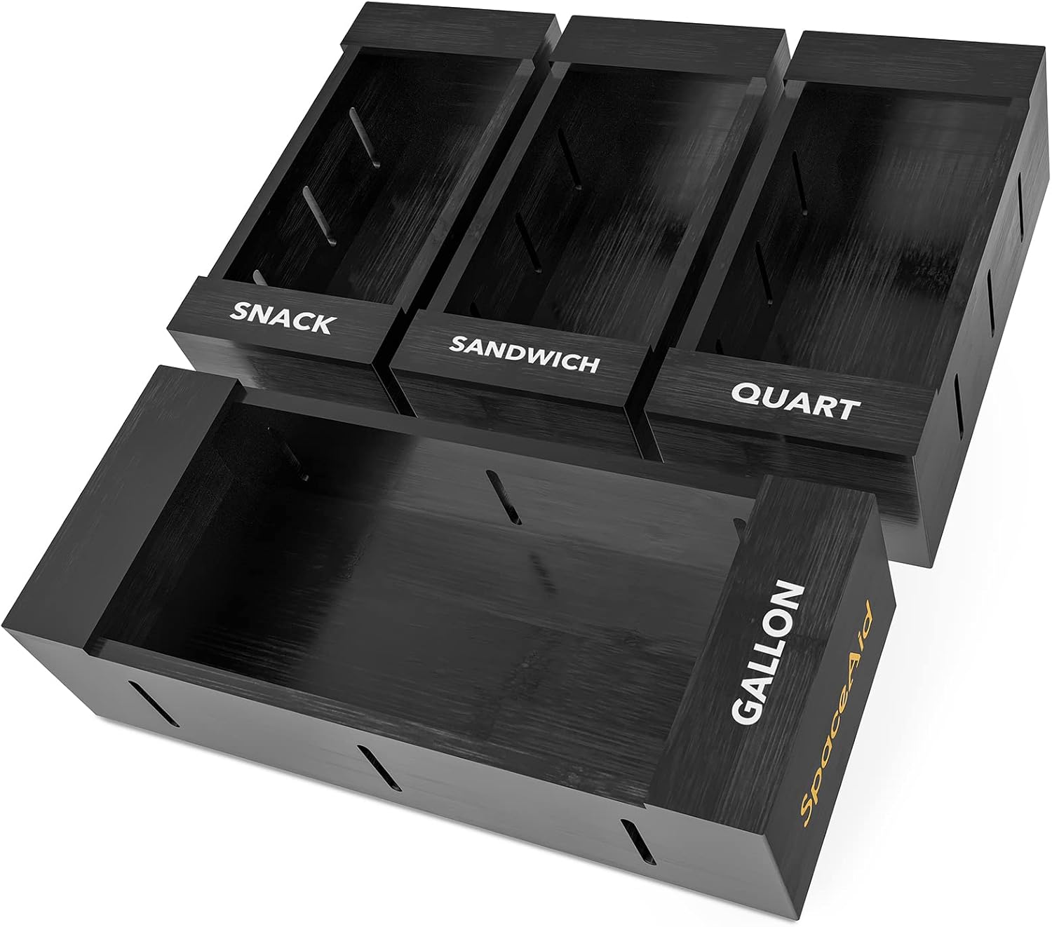 SpaceAid Bag Storage Organizer for Kitchen Drawer, Bamboo Organizer, Compatible with Gallon, Quart