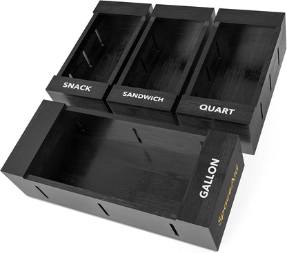 SpaceAid Bag Storage Organizer for Kitchen Drawer, Bamboo Organizer, Compatible with Gallon, Quart