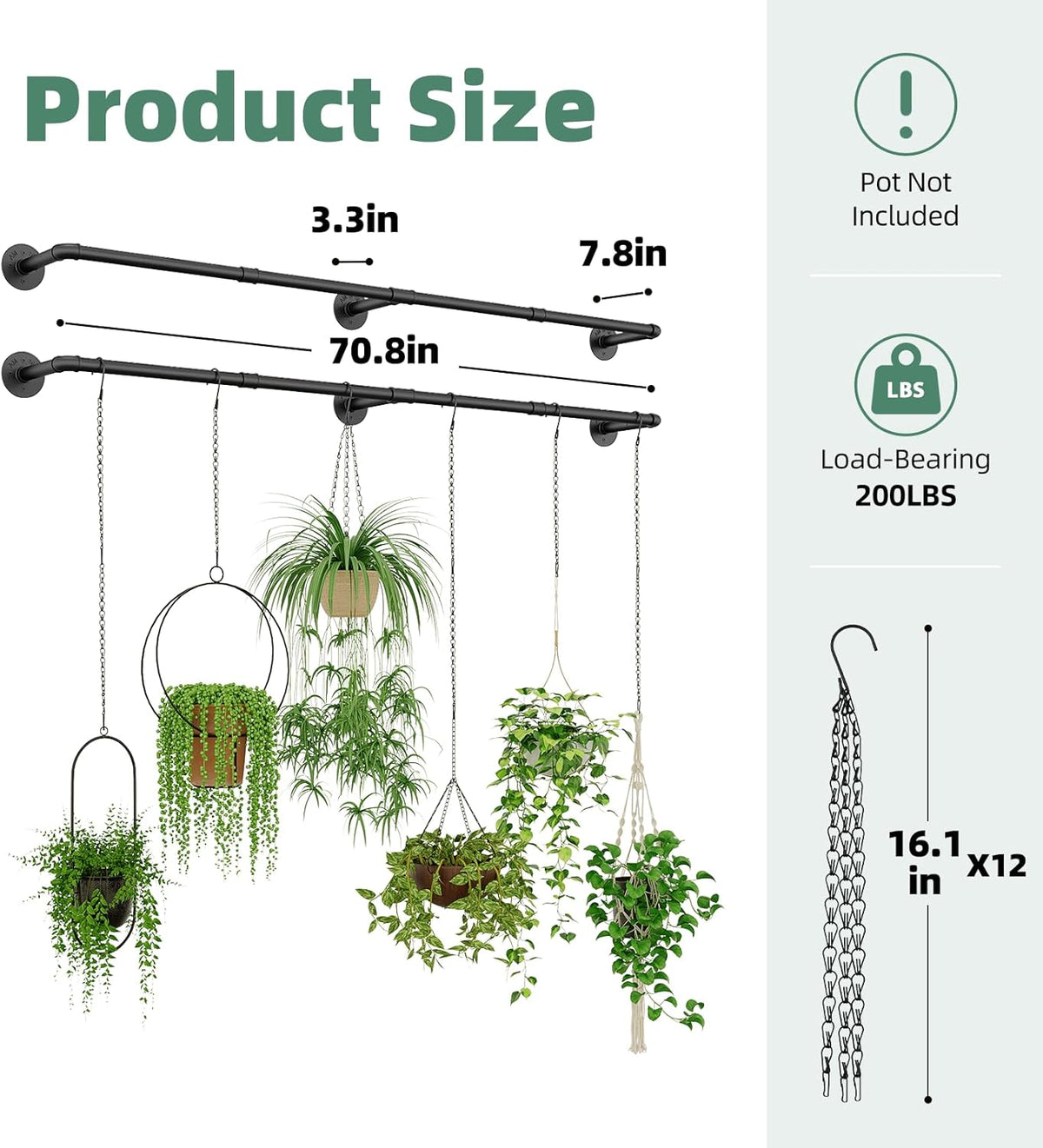 Plant Hanger Indoor with 12 Hanging Chains Hanging Planters for Indoor Plants Hanging Plant Holder