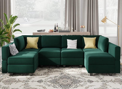 Belffin Modular Sectional Couch U Shaped Sofa with Storage Seat Reversible Sectional Sofa Couch