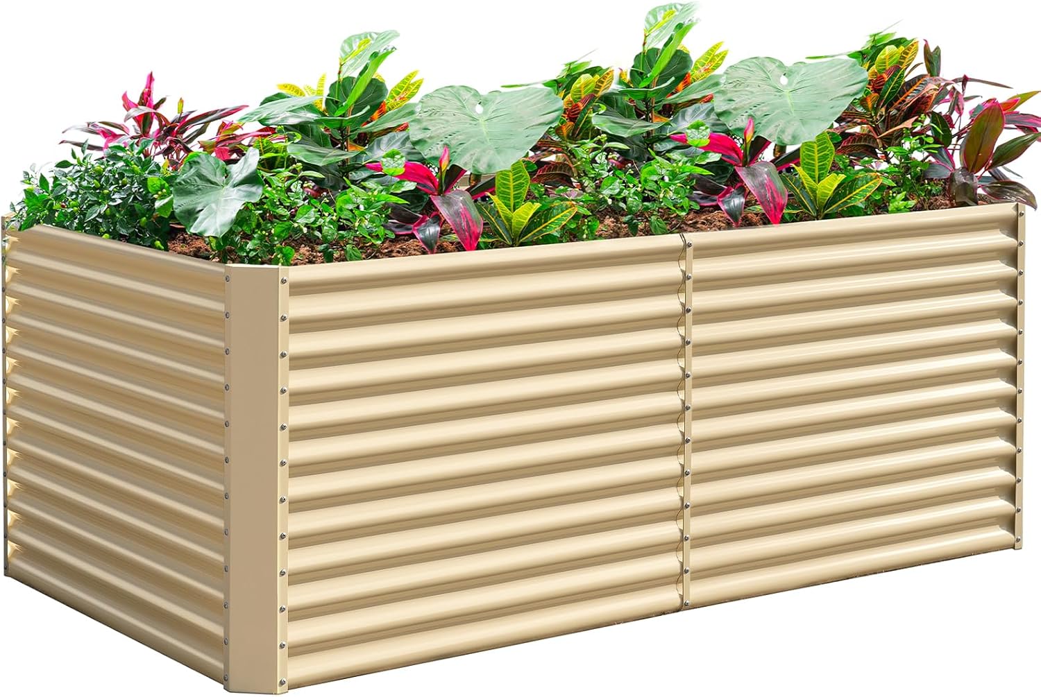 Land Guard 6x3x3ft Rectangular Galvanized Raised Garden Beds, Large-Capacity Metal Planter Box