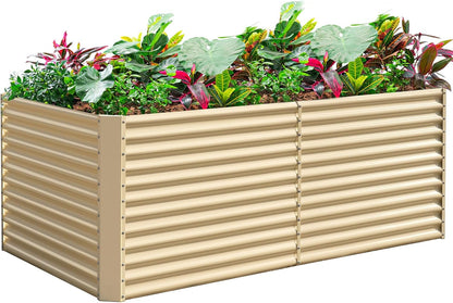 Land Guard 6x3x3ft Rectangular Galvanized Raised Garden Beds, Large-Capacity Metal Planter Box