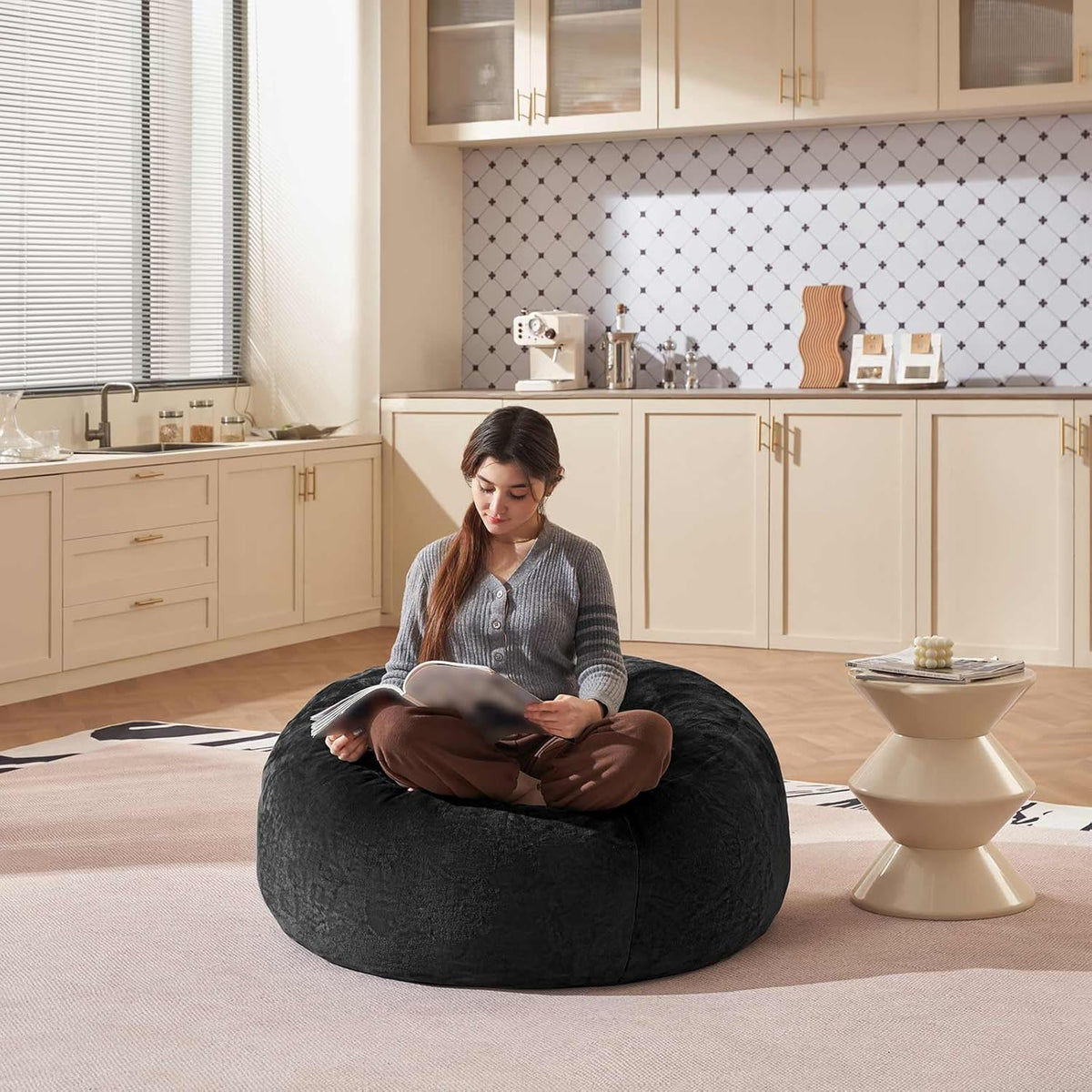 Bean Bag Chair 3Ft, Memory Foam Filled, Large Beanbag Chairs for Adults and Teens, Soft Sofa with
