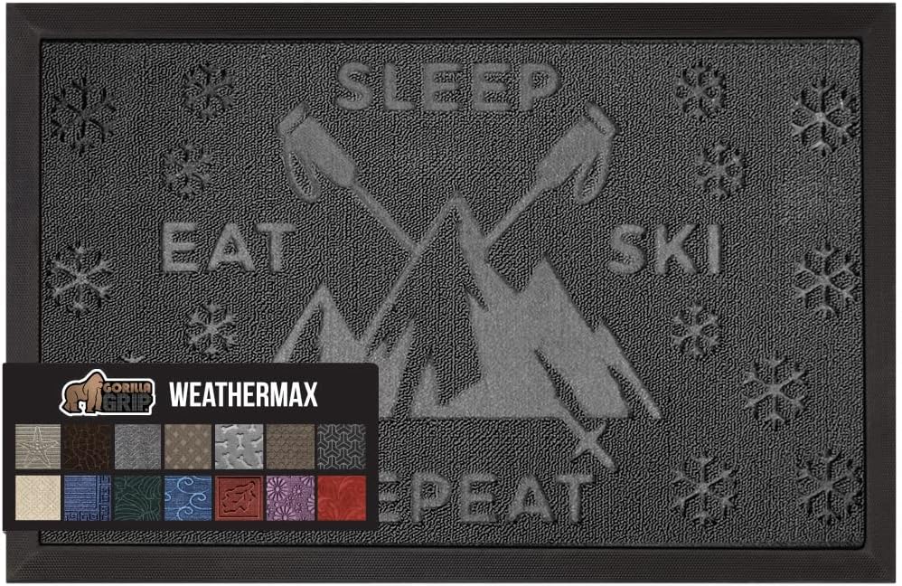 GORILLA GRIP 100% Waterproof All-Season WeatherMax Doormat, US Designed Natural Rubber, Stain and